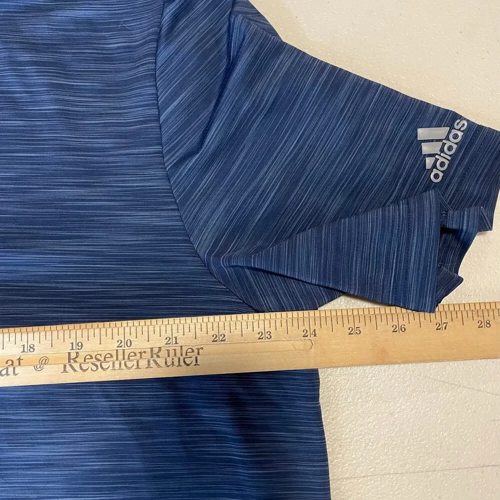 Adidas Golf Shirt Mens XL Blue Space Dye Performance‎ Polo Short Sleeve Striped